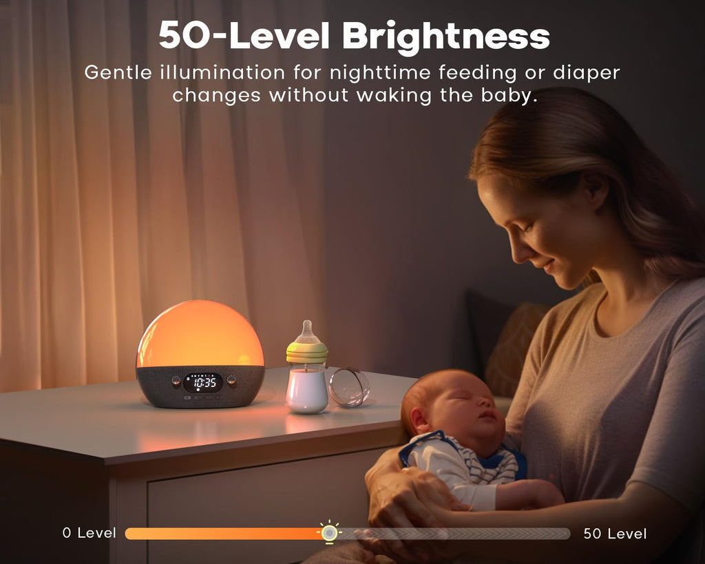 MOMILLA Sunrise Alarm Clock, 3 in 1 Wireless Charging Station, Smart App Control White Noise Sound Machine, Wake up Light, Sunset Night Light Alarm Clocks for Heavy Sleepers Kids
