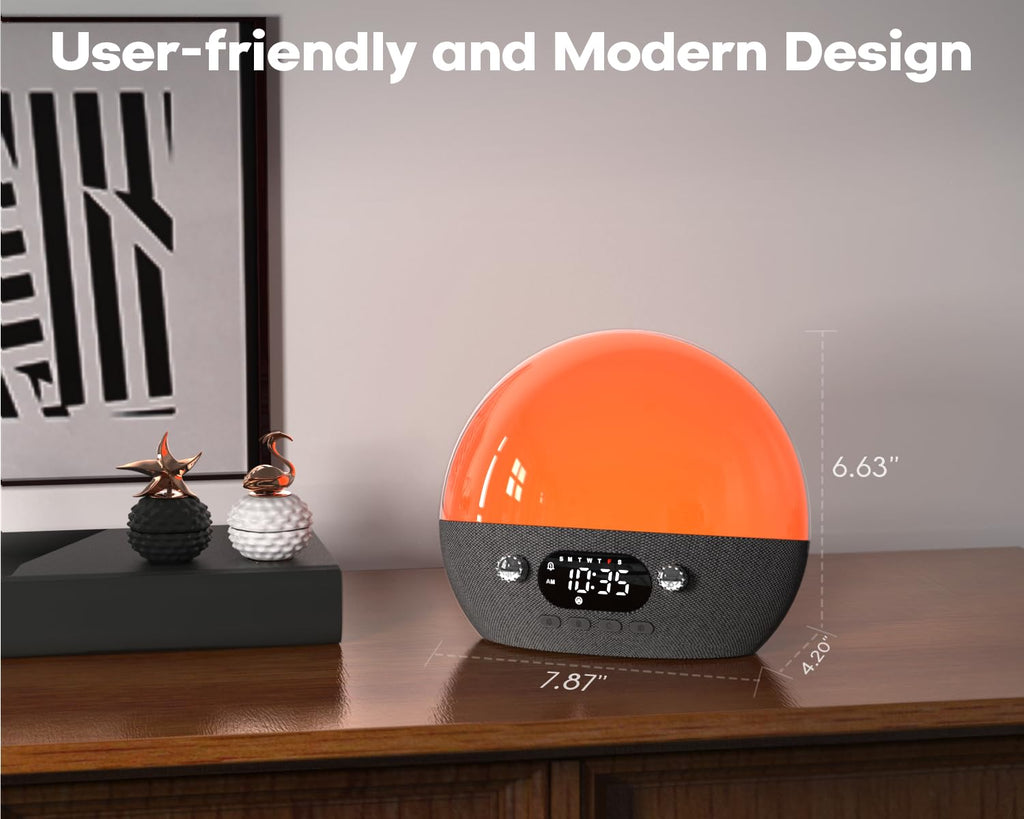 MOMILLA Sunrise Alarm Clock, 3 in 1 Wireless Charging Station, Smart App Control White Noise Sound Machine, Wake up Light, Sunset Night Light Alarm Clocks for Heavy Sleepers Kids