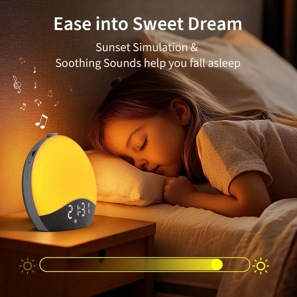 EASYERA Sunrise Alarm Clock Sound Machine, Upgraded Backlit Buttons, 26 Soothing Sounds, White Noise Machine Night Light, Bluetooth Speaker Wake Up Light for Bedroom, Heavy Sleeper, Adults, Kids