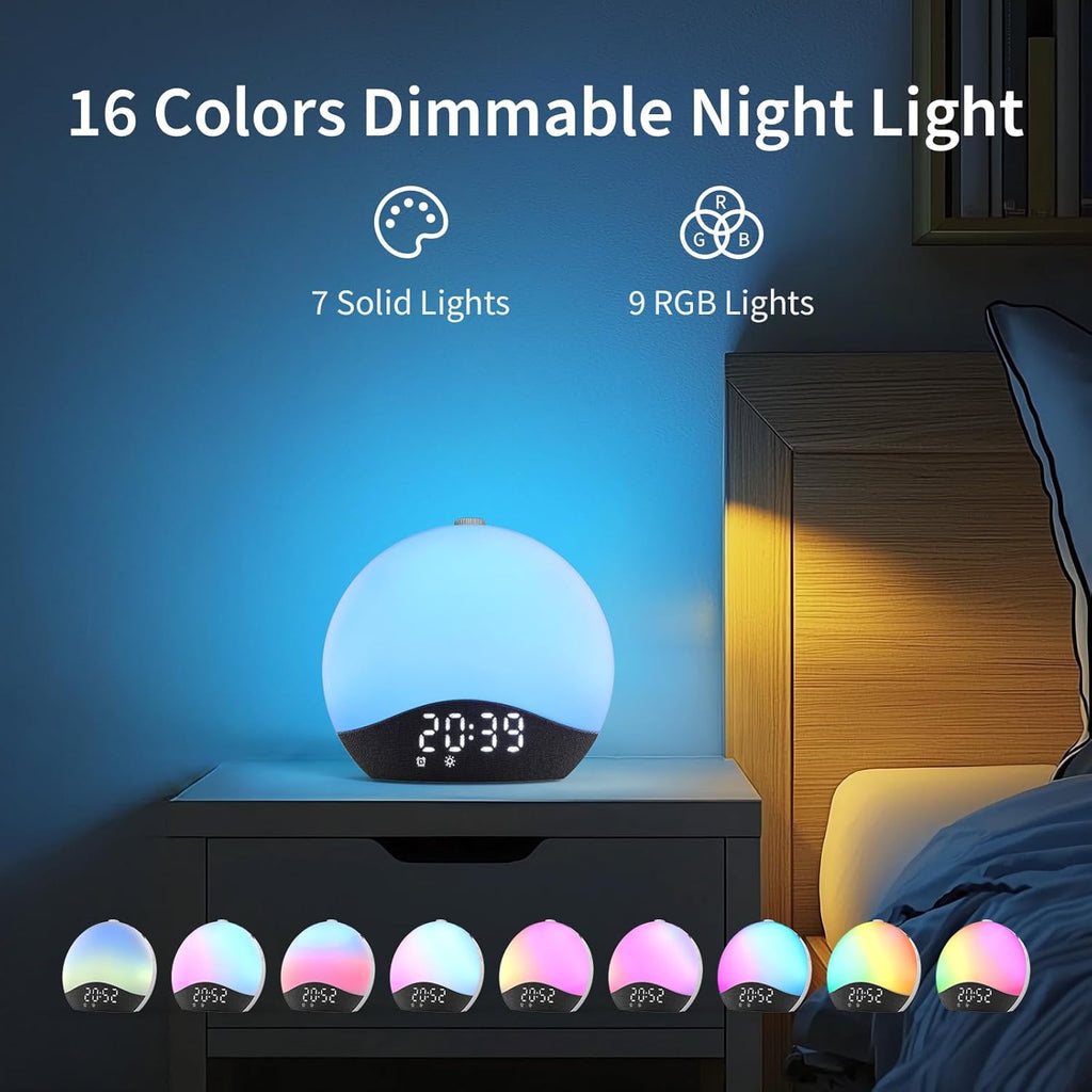 EASYERA Sunrise Alarm Clock Sound Machine, Upgraded Backlit Buttons, 26 Soothing Sounds, White Noise Machine Night Light, Bluetooth Speaker Wake Up Light for Bedroom, Heavy Sleeper, Adults, Kids